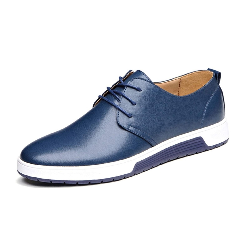 Mens Lace Up Rubber Sole Leather Plain Oxfords